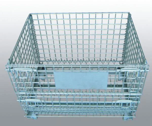 Folding Wire Mesh Container Stackable Storage Cage Metal Basket