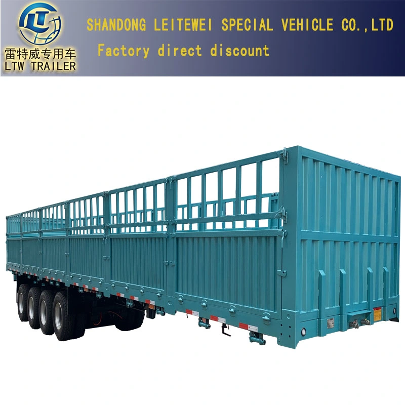 Heavy Truck Transport 3 Axles 50ton Loading Double Decker Fast Food Side Wall Fence Cargo High Side Fence Semi Truck Trailer