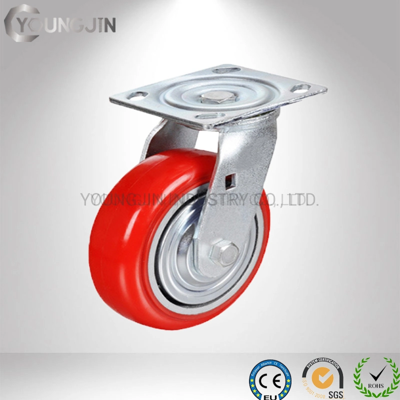 Industrial Caster Wheel with Red PP PVC PU TPR Nylon Wheel Iron Core Castor