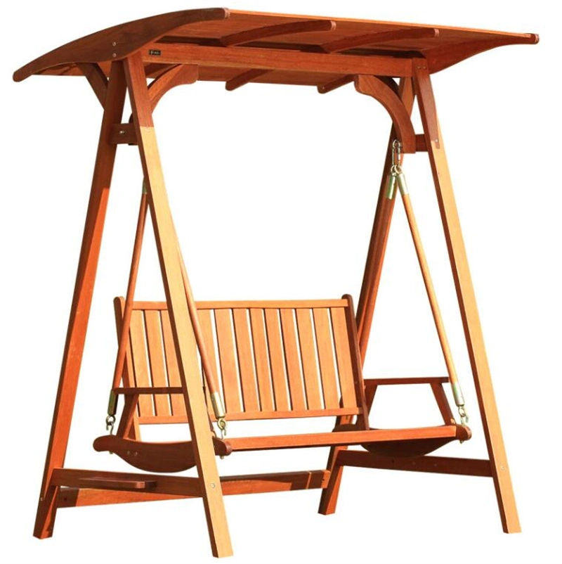 Cadeira de balanço de madeira maciça cadeira de pendurar dupla para exterior, baloiço de pátio