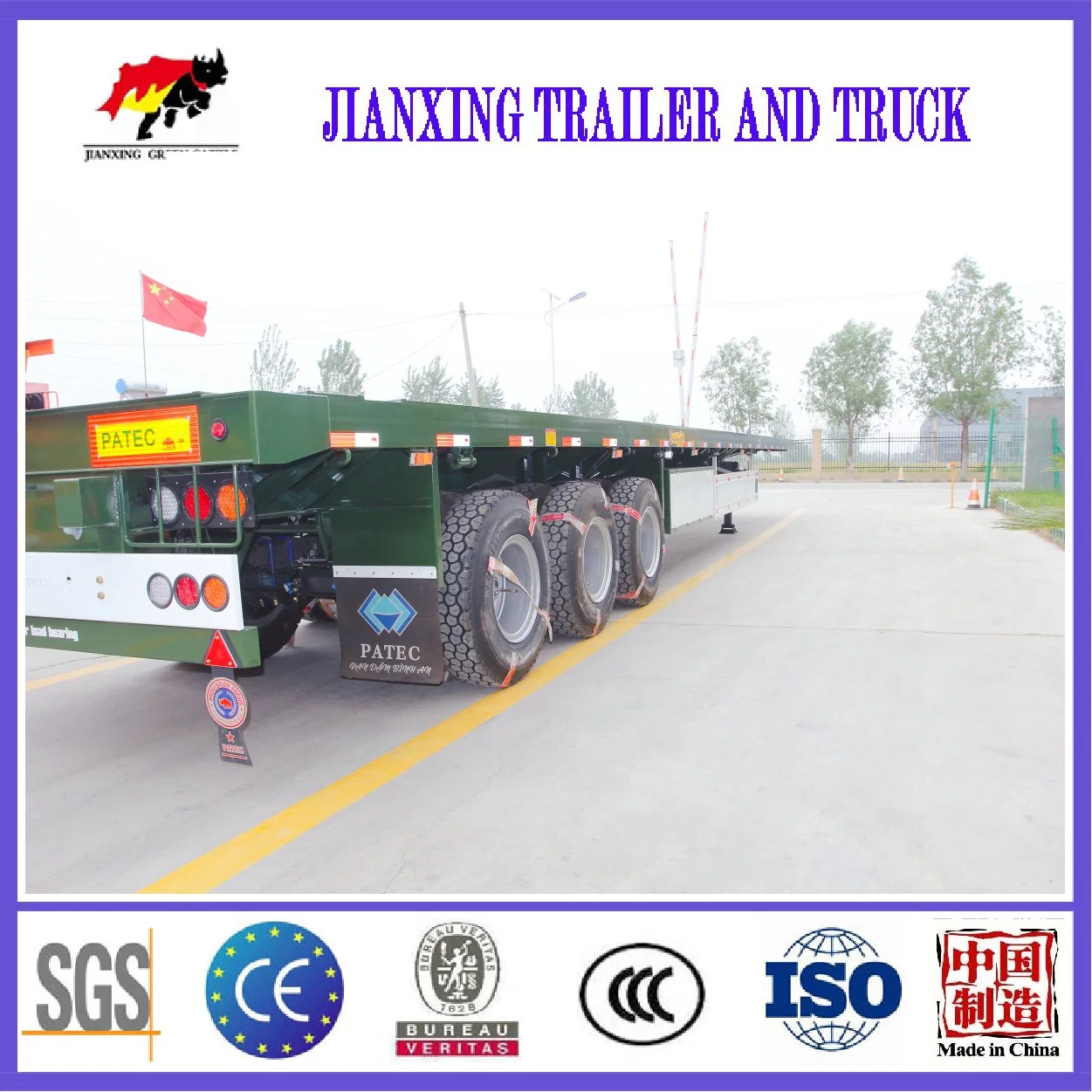 Factory Direct Sale Tri-Axle 40 FT Flatbed Container Semi Trailer for Sale