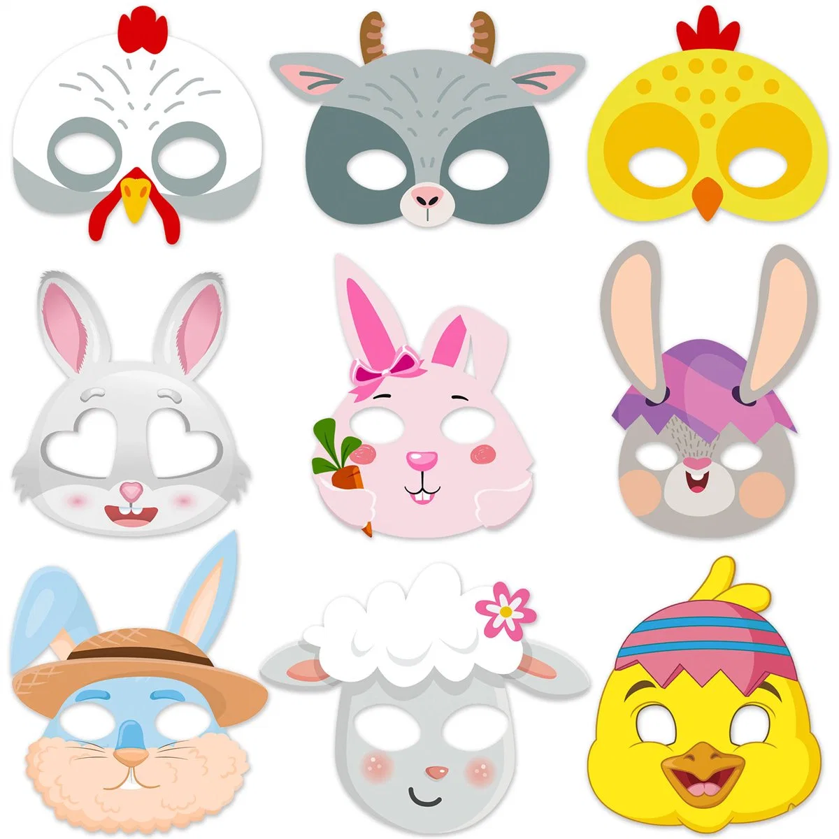 Papel de Pascua Máscaras patrón Animal niños adultos Fiesta de Pascua Decoración