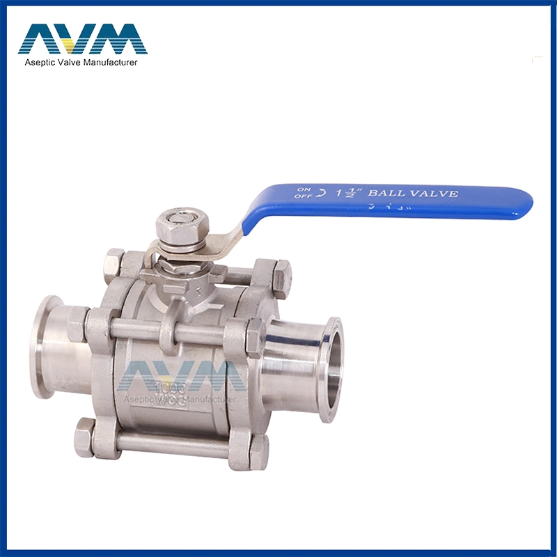 Stainless Steel Sanitary Manual Three-Piece Ball Valve with High Platform