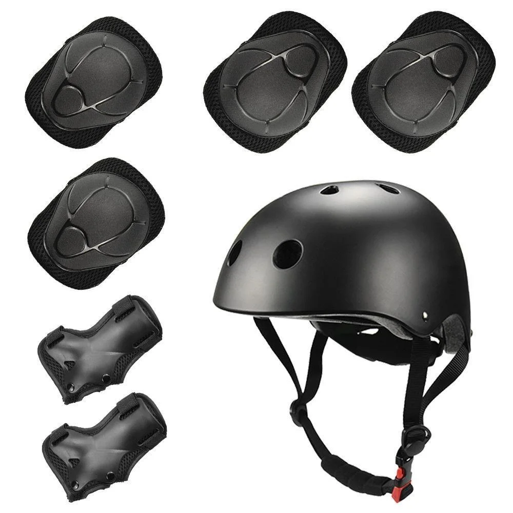 Ensemble d'électrodes pour enfants 7 en 1, réglable, pour enfant, genou à vélo Tapis protecteurs de coudes protège-poignets pour le patinage à roulettes de skateboard Vélo Helmet Bl21236