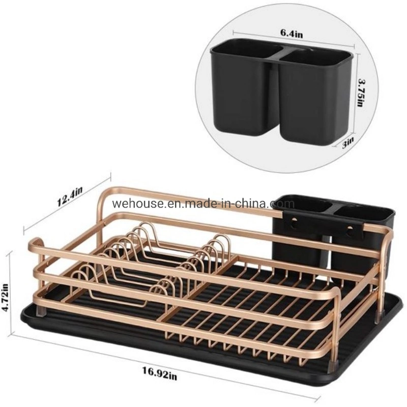 Compacta de aluminio Rustproof purgador plato plato tendedero con Drainboard Racks de oro