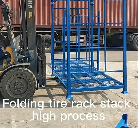 Warehouse Industrial Customized Best Price Adjustable Folding Stillage Tyre Rack Stacking Racks with Mesh