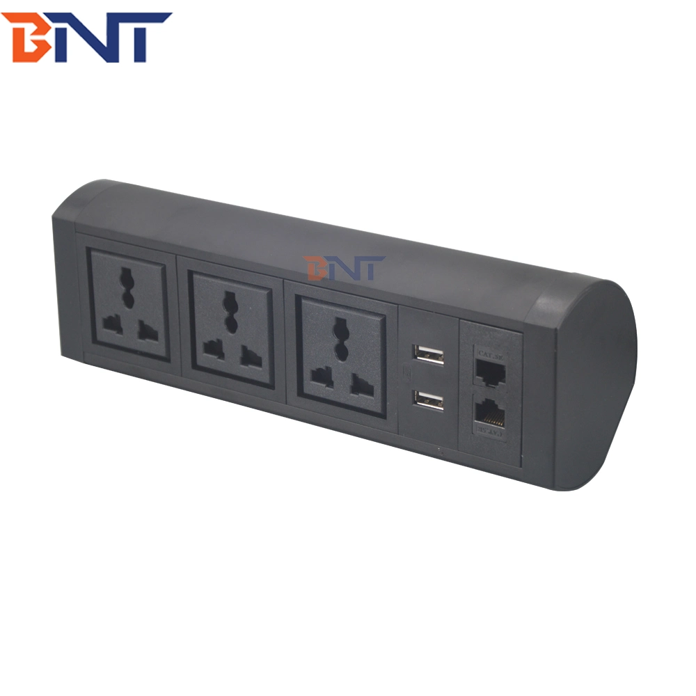 Conector hembra de mesa de abrazadera extraíble de tira de alimentación de montaje en borde de escritorio con USB doble