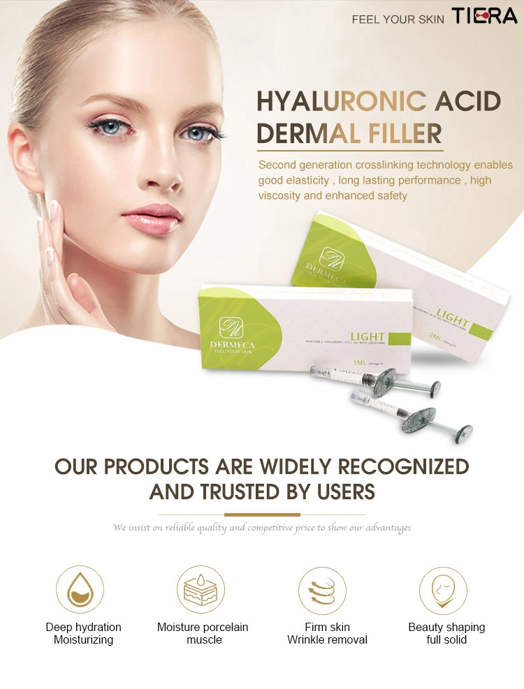 Medical Grade Dermeca Hyaluronic Acid Non Surgery Hyaluronic Acid Dermal Filler Injection Face Ha Gel 1ml Syringe with Lido for Clinic/Beauty SPA and Salon