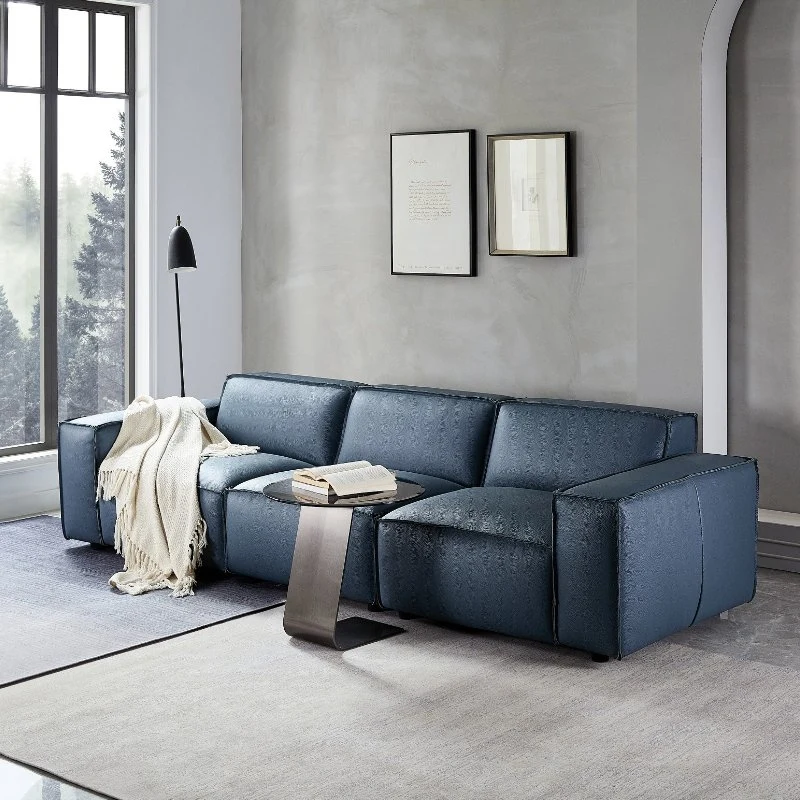 Sofa Set Furniture Customizable Hot Sale Leather Sofa Sectional Blue Color Couch Living Room Set