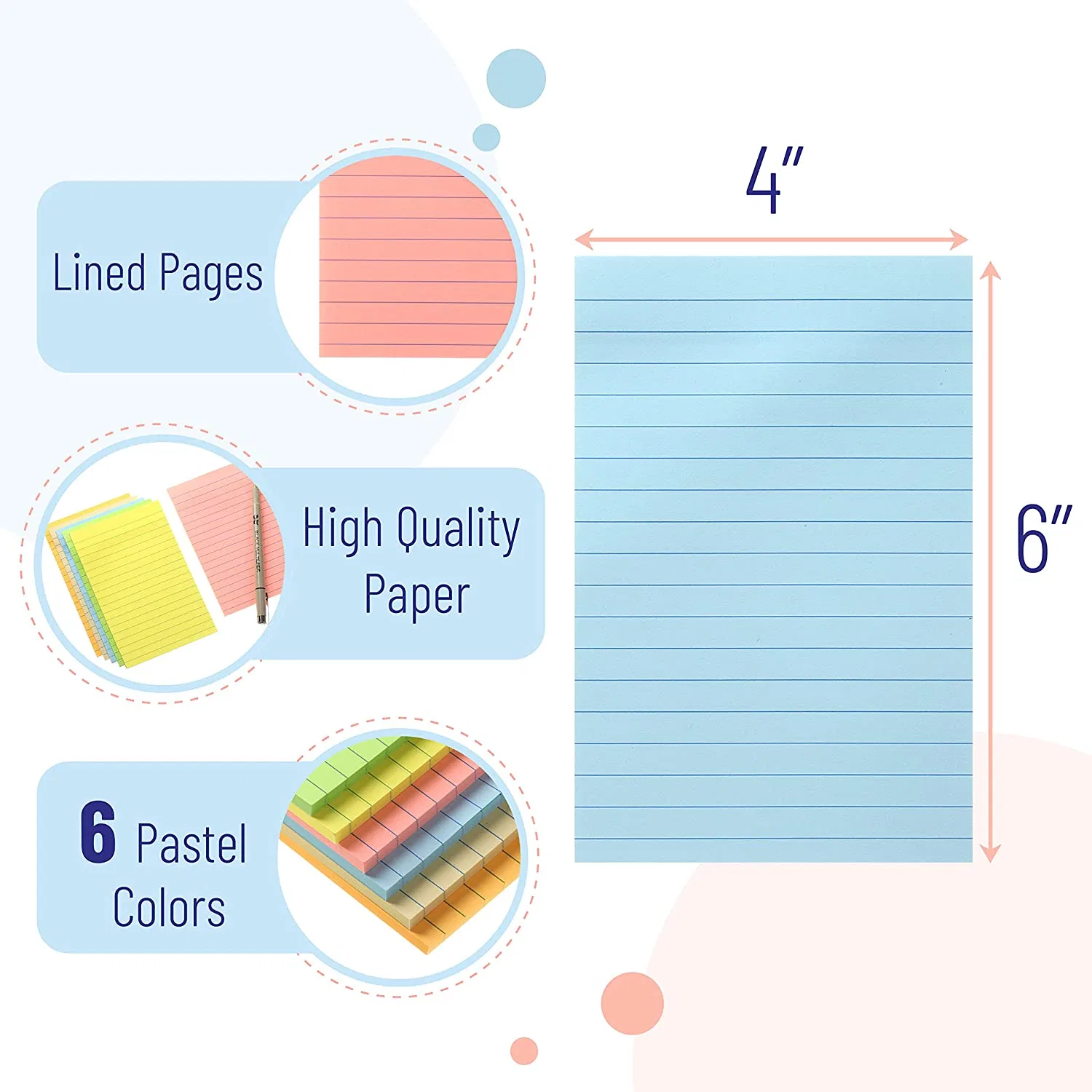 Different Shaped High quality/High cost performance Colored Lined Post Colorful Pad Sticky Note