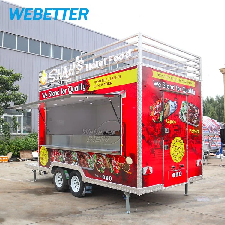 Webetter Custom Luxury Type 2 Story 4 Wheels Fast Food Vending Coffee BBQ Catering Trailer Mobile Fast Food Truck for Europe