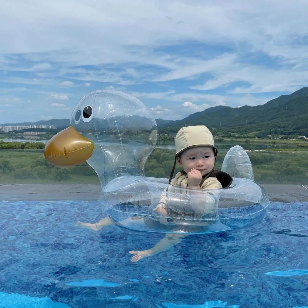 Inflatable Swimming Ring Beach Pool Transparent Duck Design Bl19635