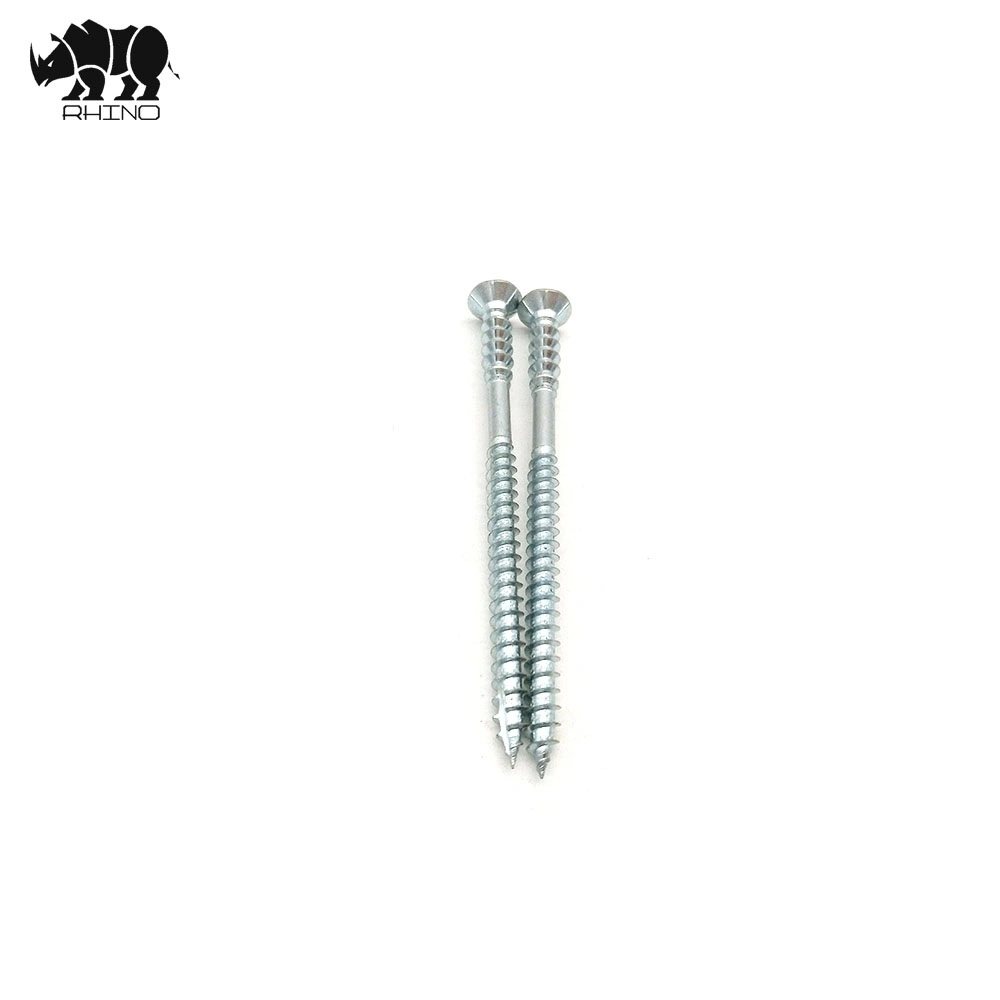 Torx Csk Head with 6 Ribs, Knurled Neck, Double Thread, Galvanized, Chipboard Screw