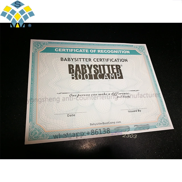 Security Hologram Strip Embeded Watermark Certificate Paper