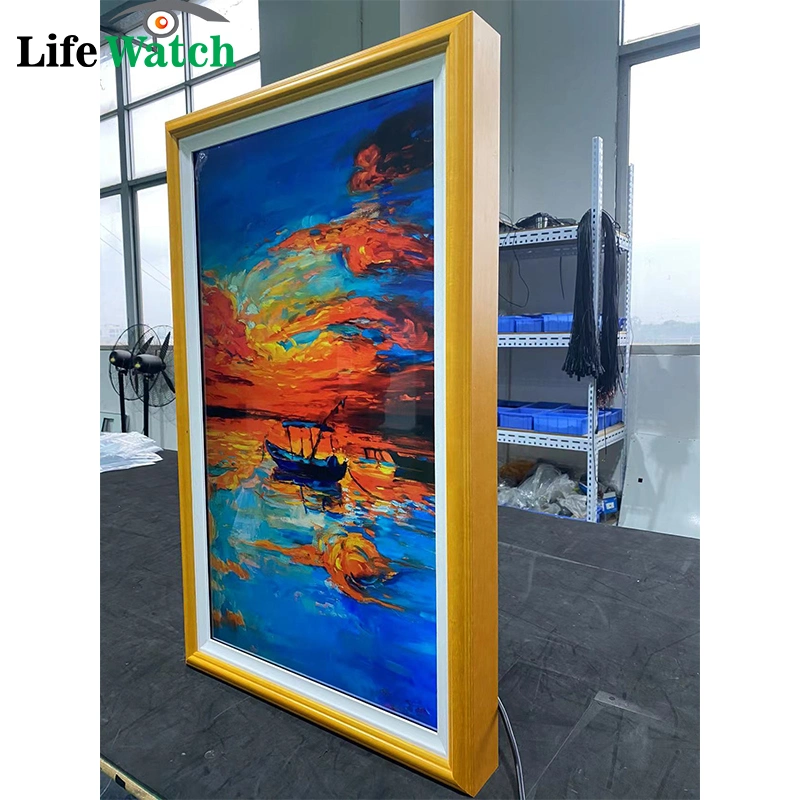 55-Inch Free Stand Vertical Display LCD Digital Signage Screen Advertising Player Ad Player with Customize Wooden Frame Material