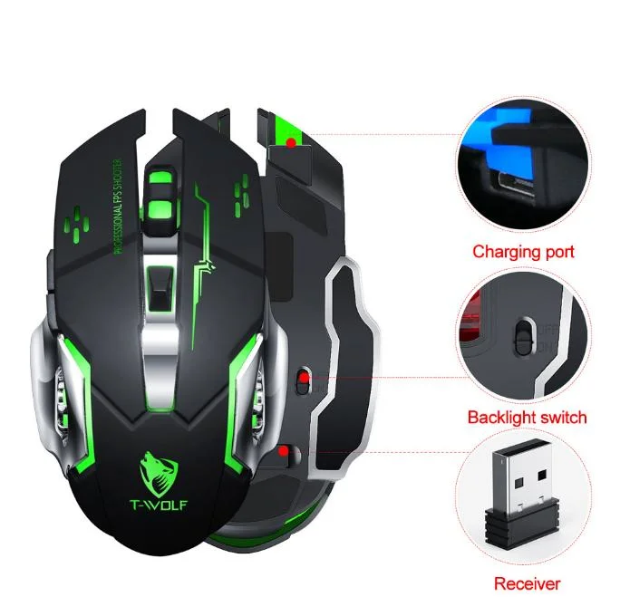 Gaming New Rechargeable Wireless Mute Mouse