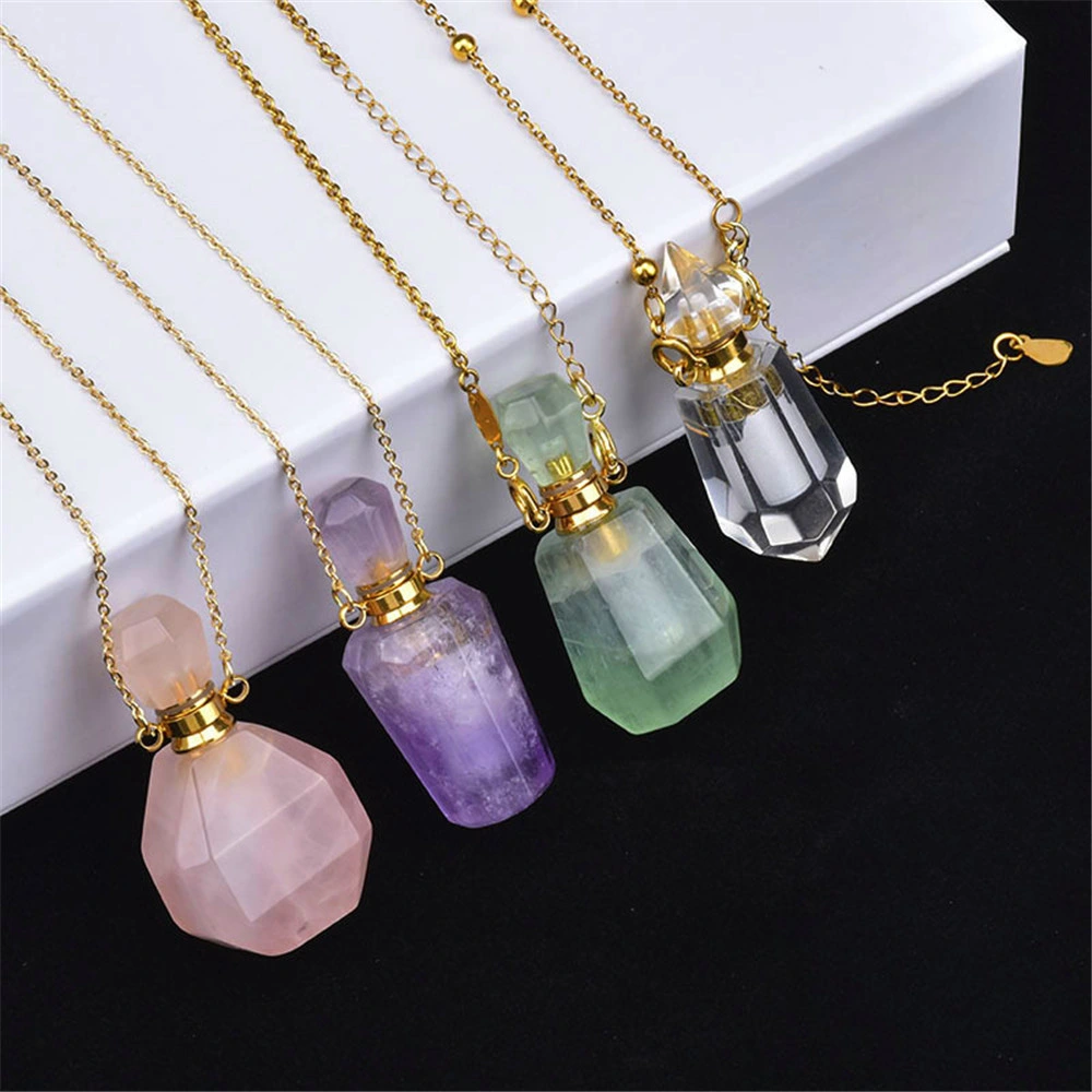 Wholesale Natural Rose Quartz Crystal Perfume Bottle Unique Craft Gifts