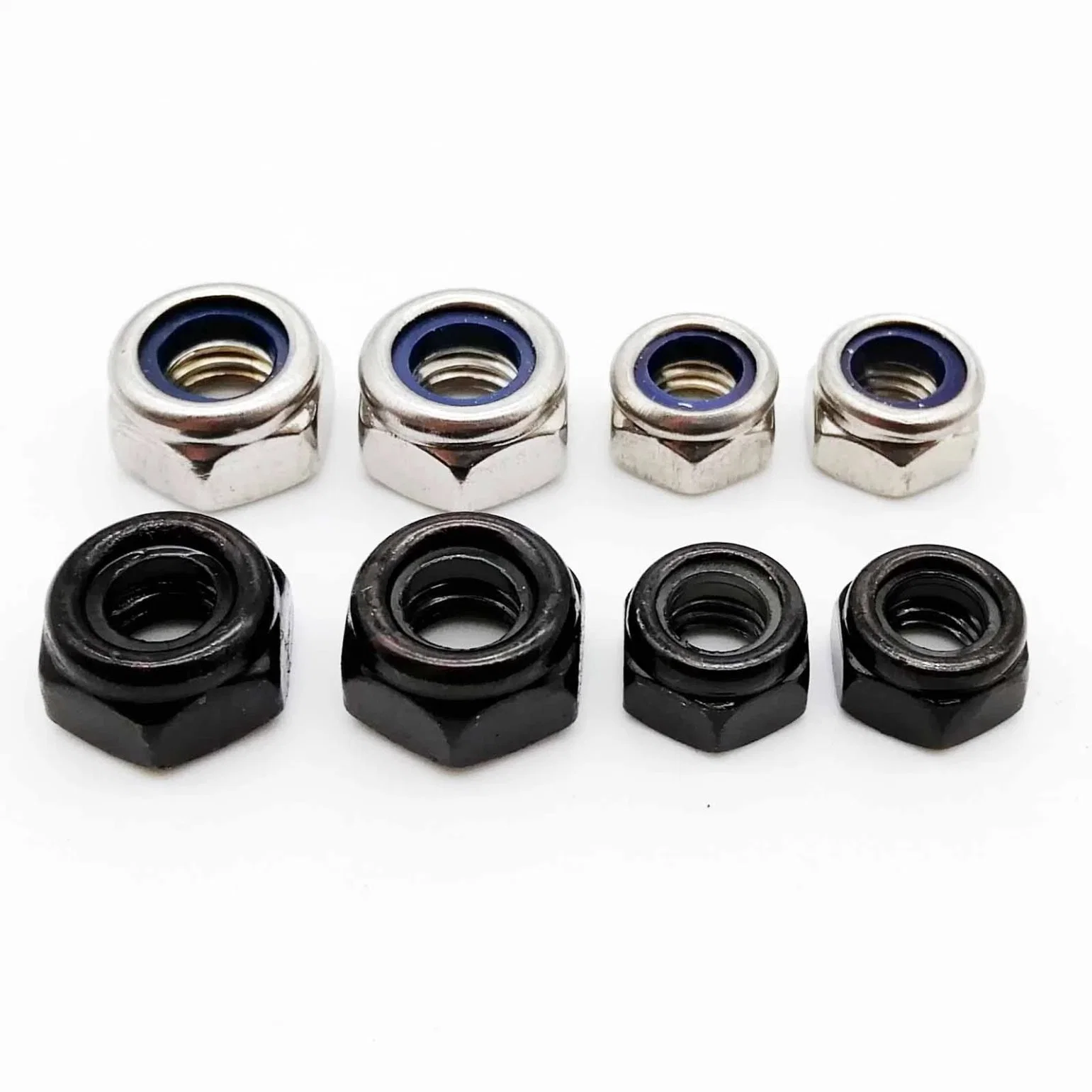 Black Stainless Steel Nylon Insert Lock Nut Self-Locking Hex Nuts Locknut Slip Lock Nut