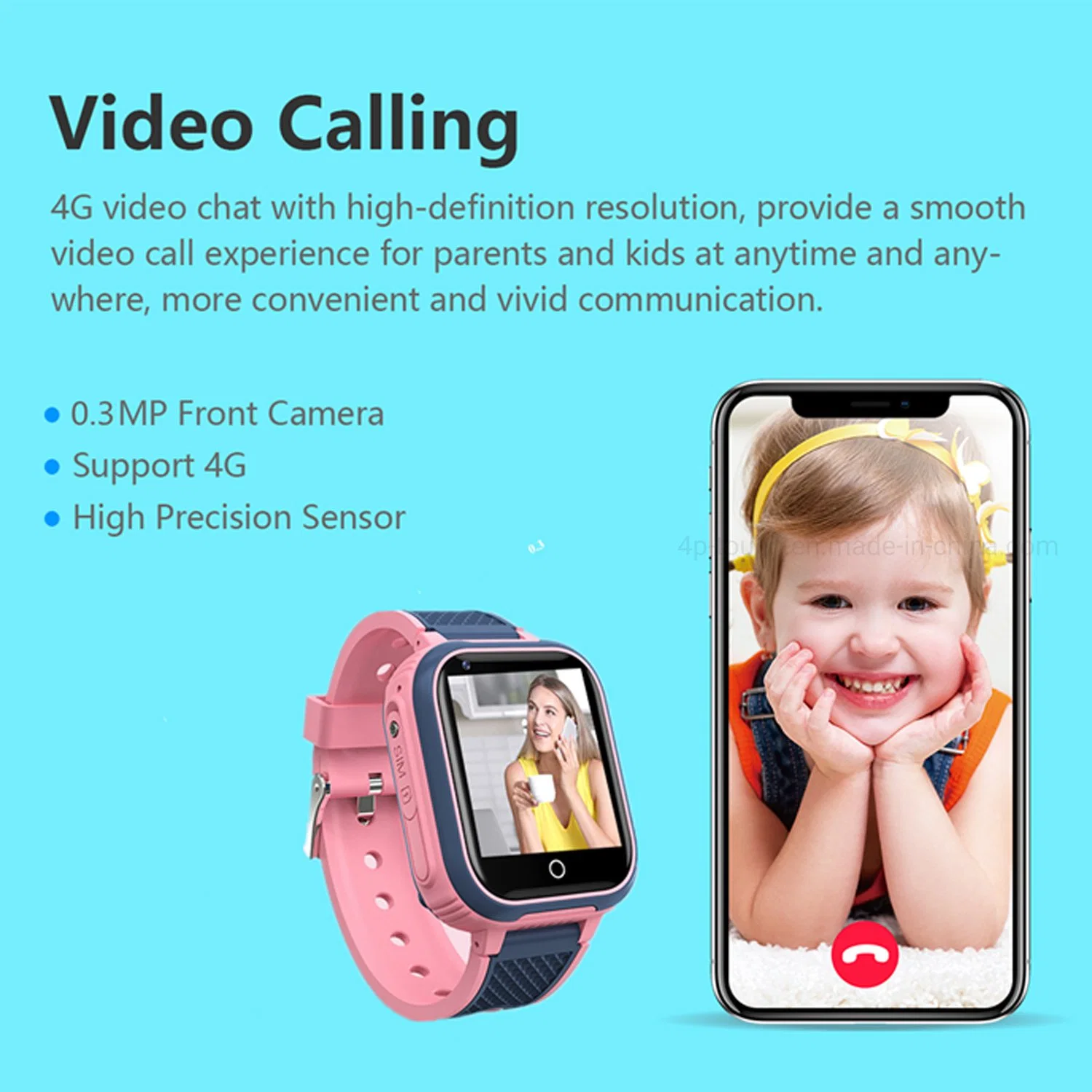 Calidad 4G impermeable IP67 niños Smart Watch video llamada inteligente GPS con GPS de seguimiento WiFi con llamada de emergencia SOS para ayuda D53