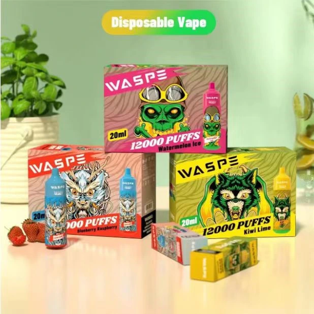 Original Ecigs Waspe 12K Disposable E cigarrillos pods dispositivo 20ml Podómetro rellenado vs Elf Box Randm Tornado 10K Hits Rechareable Barra de manguitos de bobina de malla 12000puffs