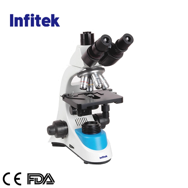 Infitek Portable 40X 100X 400X 1000X Trinocular Biological Microscope (Siedentopf) with CE FDA