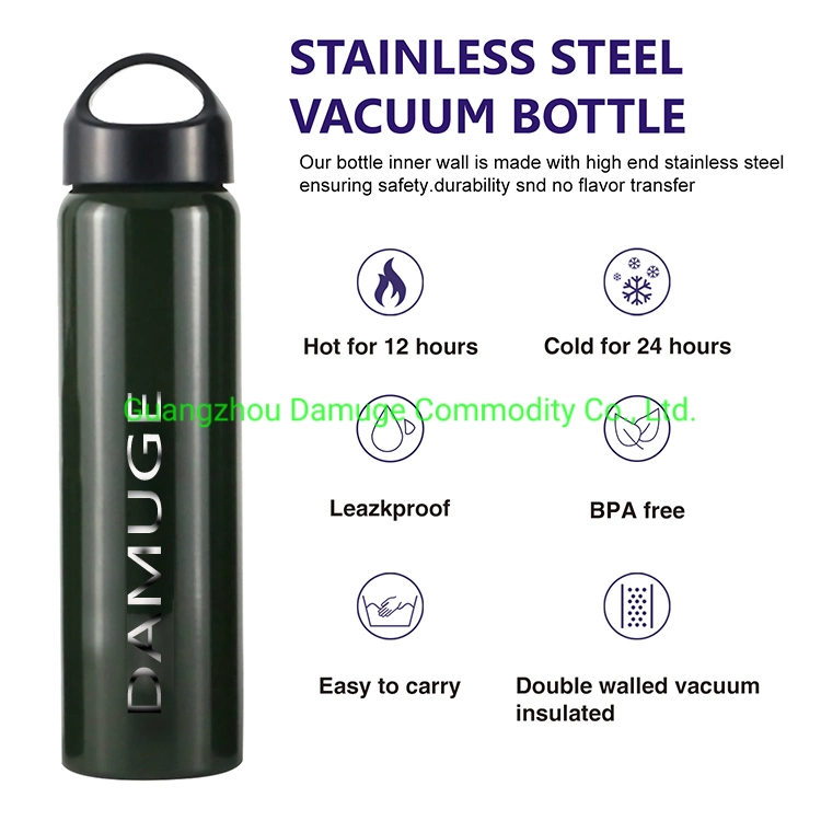 Custom Travel 350ml 500ml 750ml 950ml 1100ml Stainless Steel Vacuum Water Bottle Big Volume for Sports Gym Travel