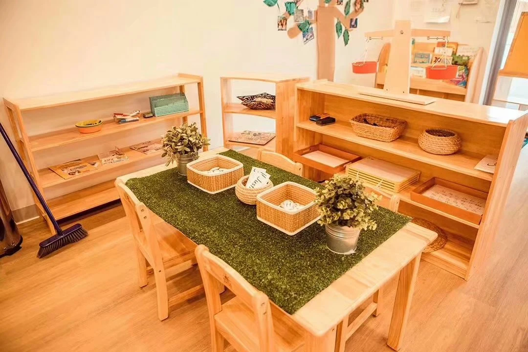 Natural Wood Theme Kids Aula Muebles, Kindergarten Muebles suministro de equipo preescolar para Australia