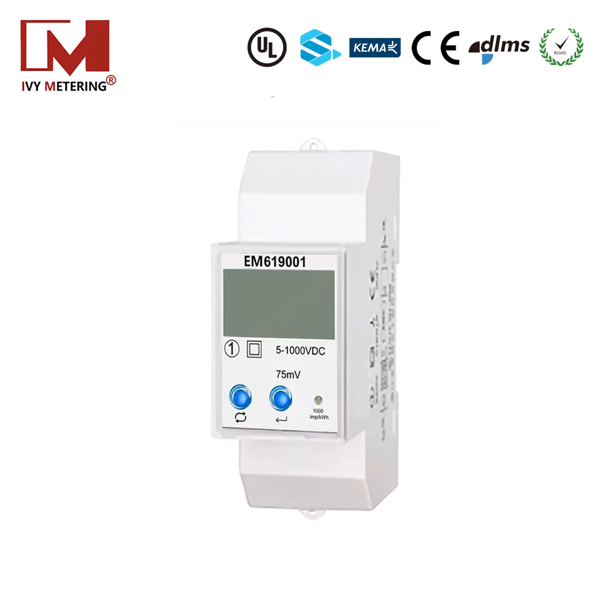 5-1000VCC medición bidireccional RS485 Digital Modbus en carril DIN Solar Medidor de potencia DC