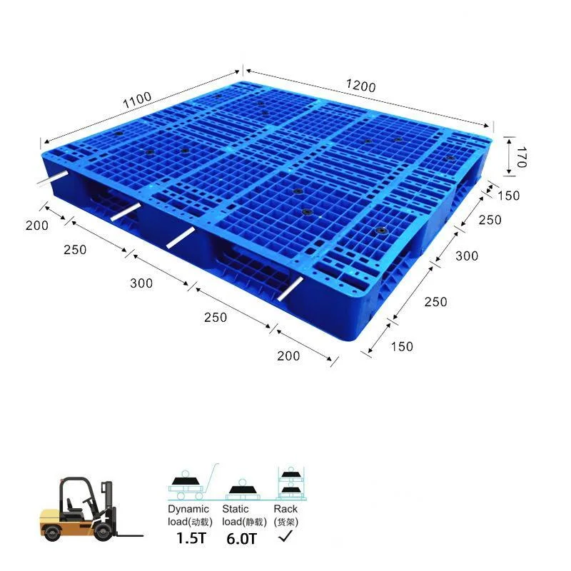 Heavy Duty Four-Way Entry Grid Surface Double Faced HDPE Plastic Pallet