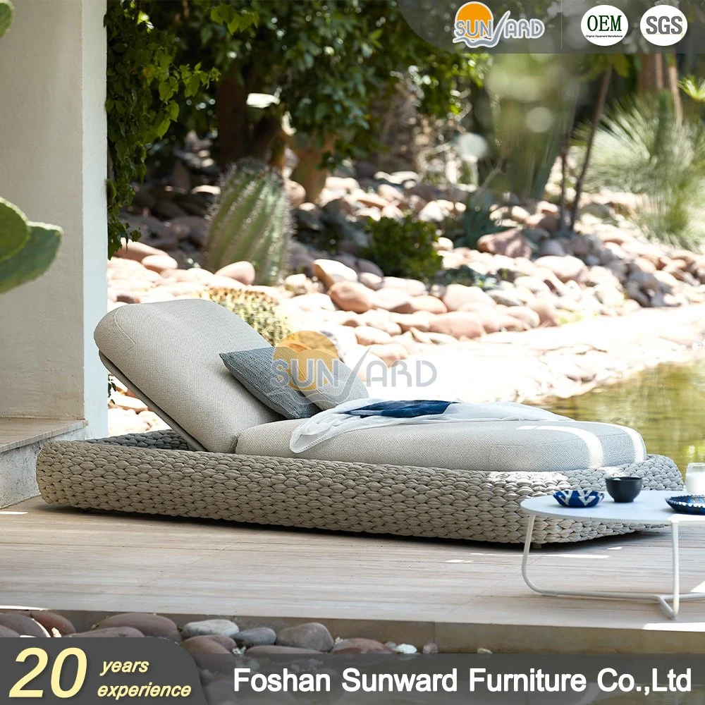 Moderno patio exterior Mobiliario de jardín mecate tumbona Beach Chair