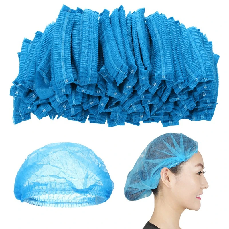 21'' синий/белый одноразовые Non-Woven Bouffant колпачки Сетка для волос для Красоты SPA общественного питания и Dust-Free рабочего пространства