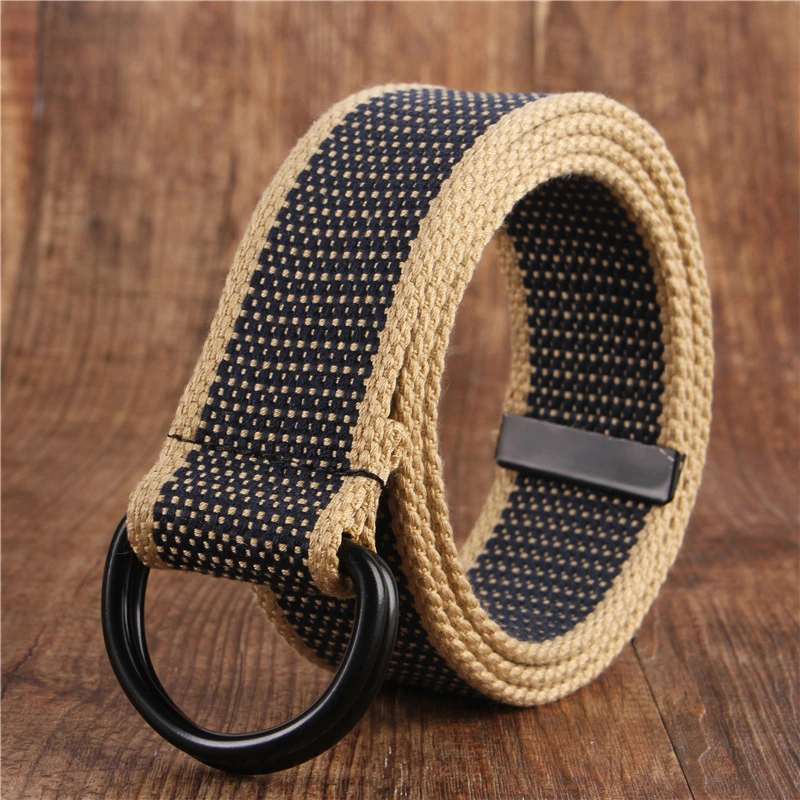 3,8cm Bunte Custom OEM Logo Unisex Canvas Stoff Web Woven Doppel D Webbing Gürtel in Trappings bedruckter Bund Gürtel