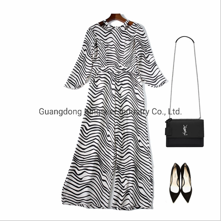 Fashion Ladies Office Dresses Jumpsuit Lady Zebra-Stripe Printing Polyester Women Apparel