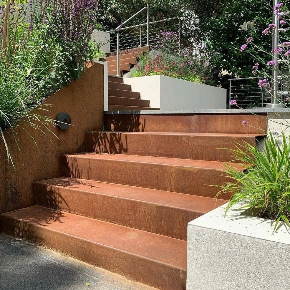 Rustic Weathering Steel Garden Steps for Outdoor Stairs