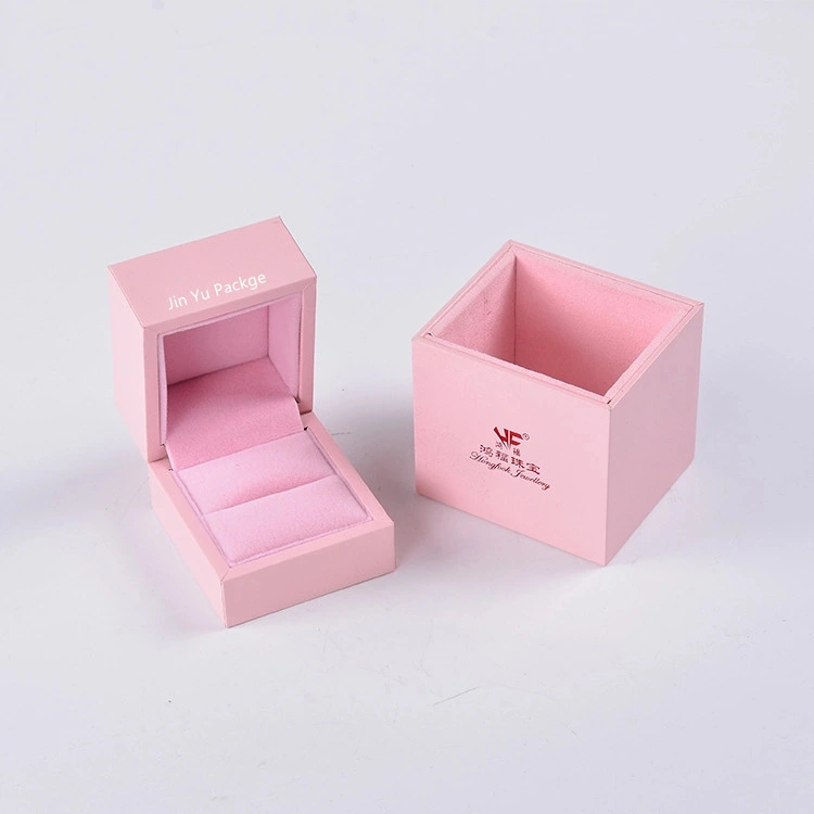 Custom Pink Trinket Gift Jewelry Packaging Box with Foil Hot Stamping