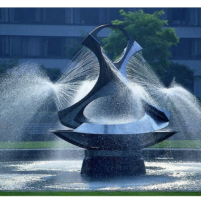 Custom OEM ODM Metal Large Garden 8 Shape Art Stainless Steel Statue Water Fountain