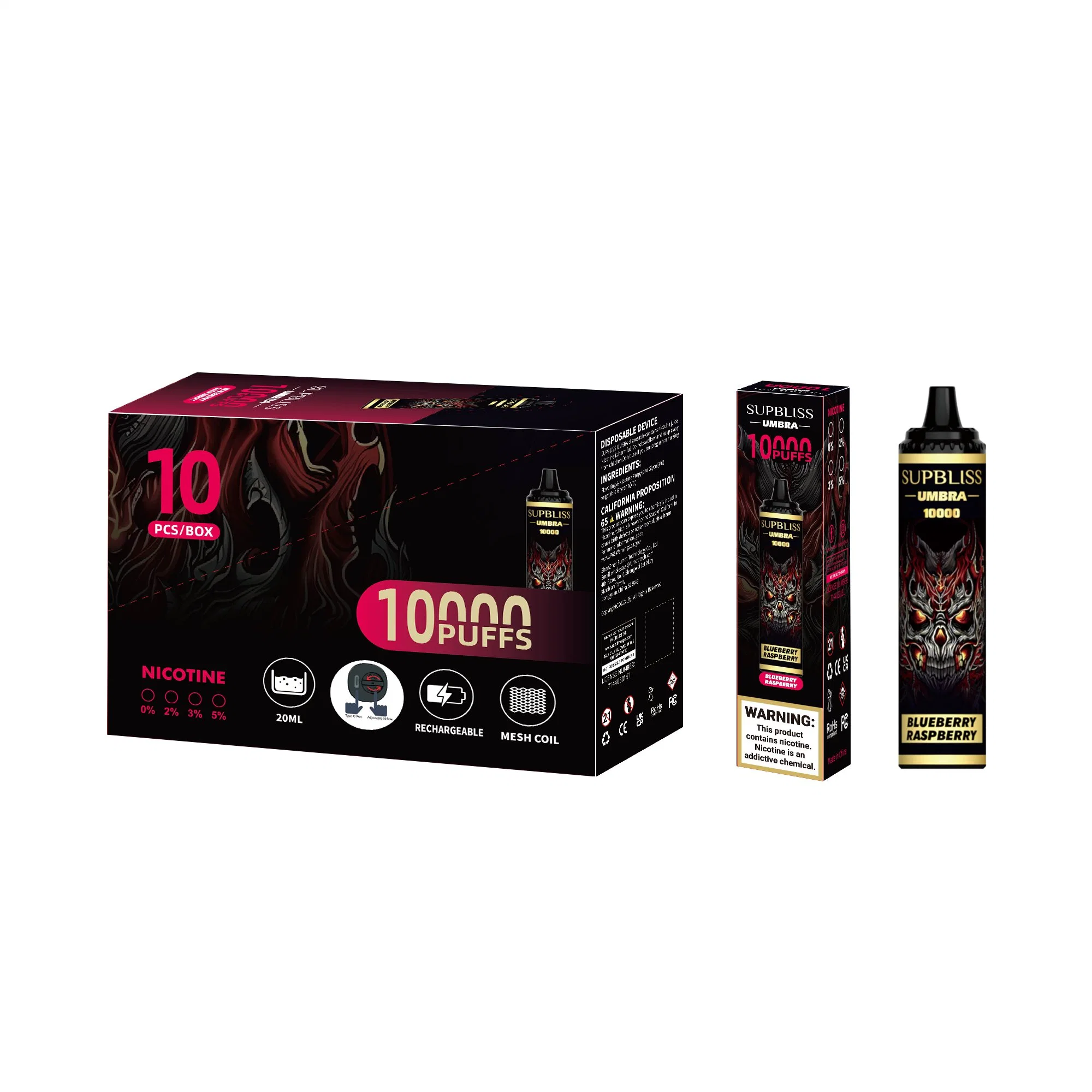 На заводе оптовые оригинальных одноразовые Vape Tornado 10000 Puffs Fumot Randm Supbliss Umbra 10000 отшелушивающей подушечкой