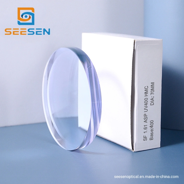 Semi-Finished High Index 1.61 Asp UV400 Hmc Optical Eyeglasses Lenses