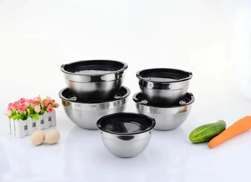 Crazy Selling Kitchen Appliance Stainless Steel 5 Piece Mixing Bowls