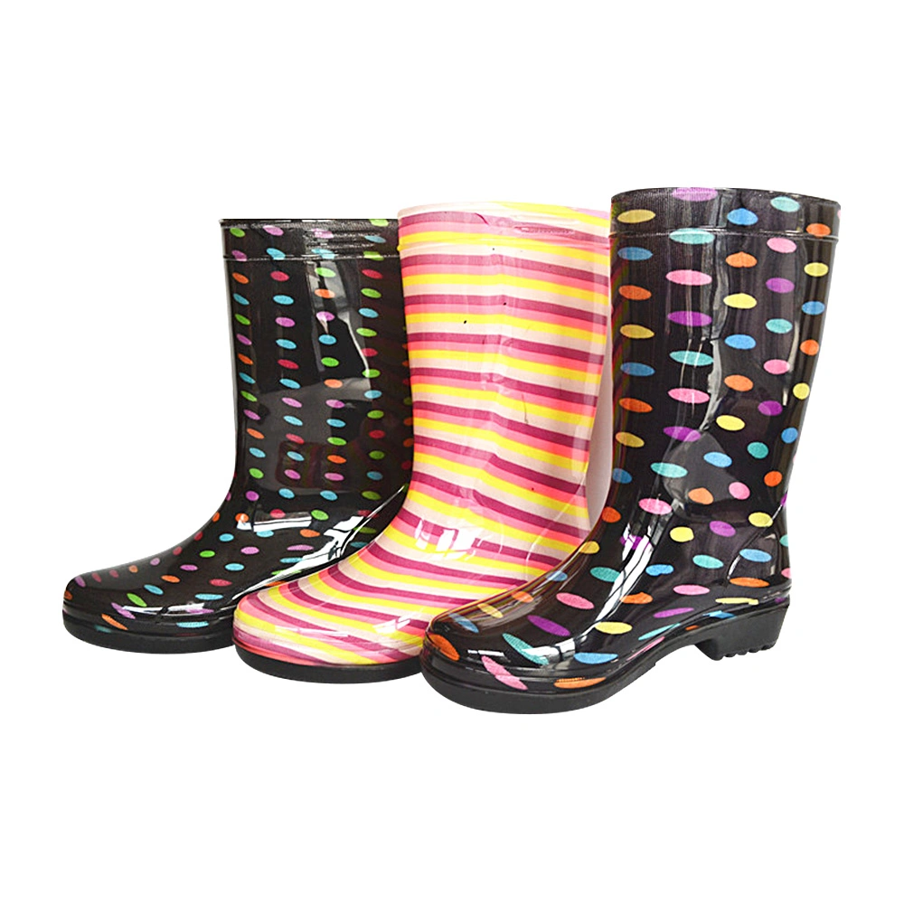 Fashion Medical Women PVC Transparent Rain Boots Knee High Wellington Gumboots