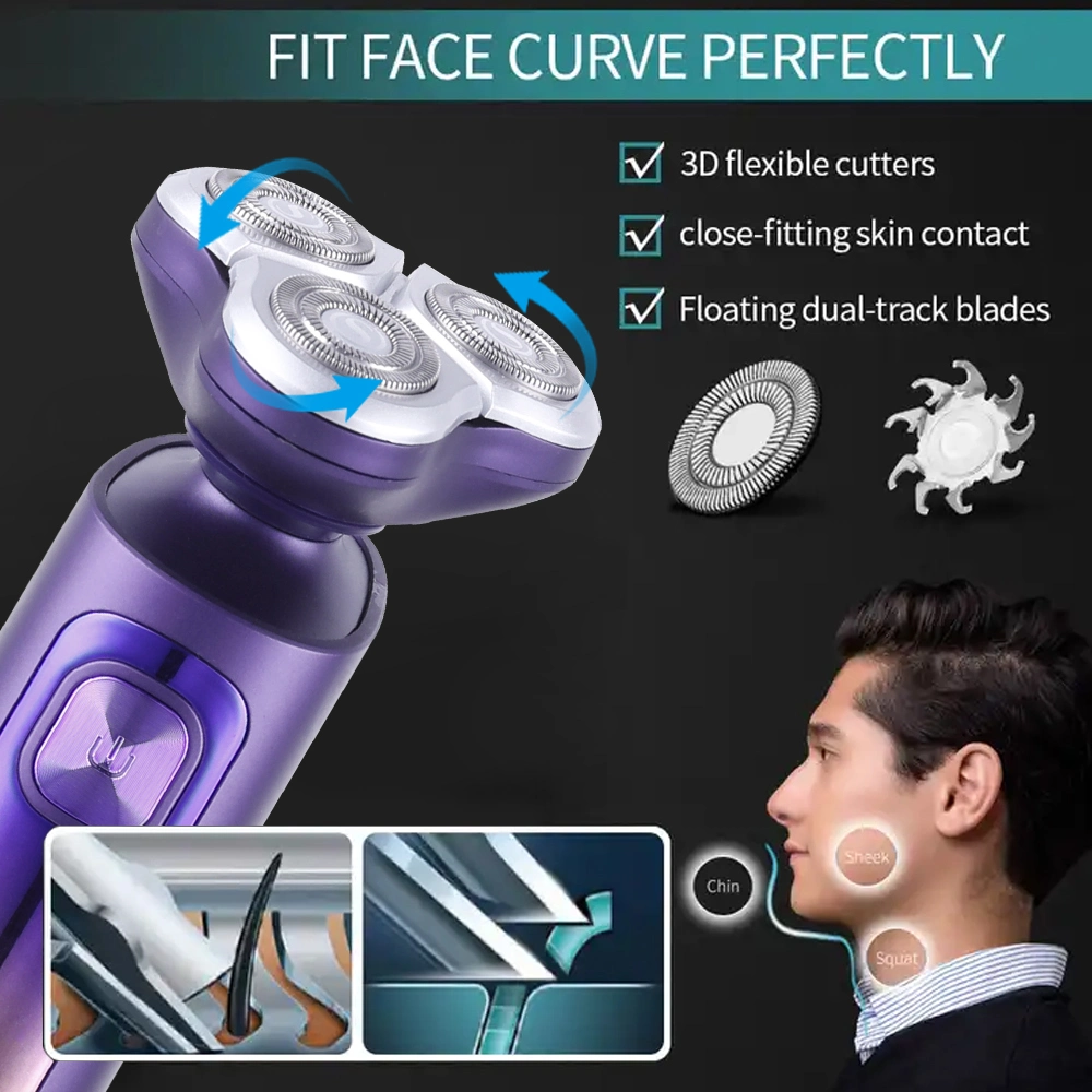 Triple Blade Shavers for Men USB Charging Rotary Rechargeable Electric Shaver