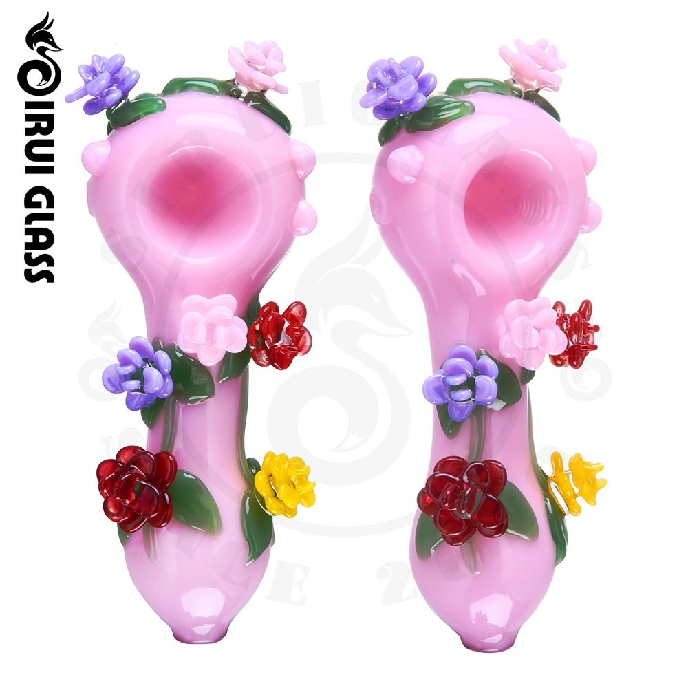 Sihui cabeça criativa China Atacado tubo rosa girly flores vidro Óleo de tubo de água para Fumadores manual óleo de tubo de queimador DAB Rig Tubo de água de vidro reciclável