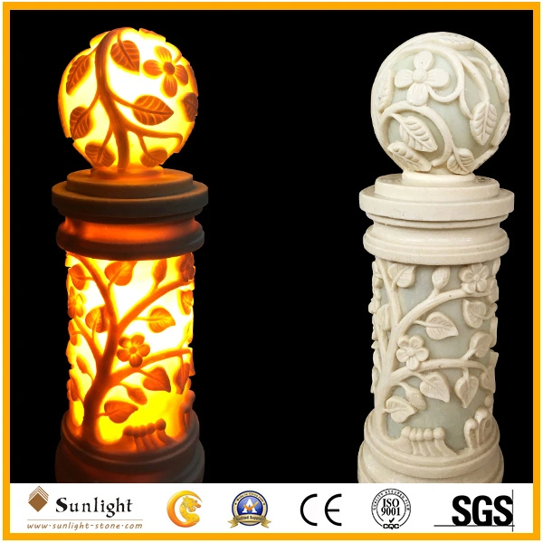 Lampstandard tallado en piedra arenisca de lujo para la decoración exterior