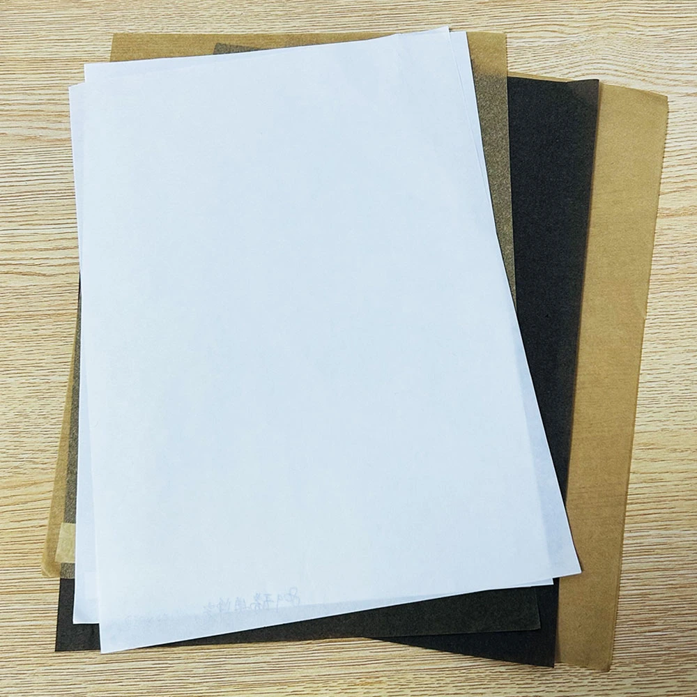 Cor personalizada e tamanho do papel descartável à prova de óleo de cozedura Papel branco castanho retangular de 210 * 297 mm, 40 g, 60 g, 80 g. Preto