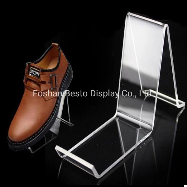 Best Seller 4'' Clear Acryl Slide Form Frauen Schuhe Halter Regale für MDF Slatwall Shop Decoration Show