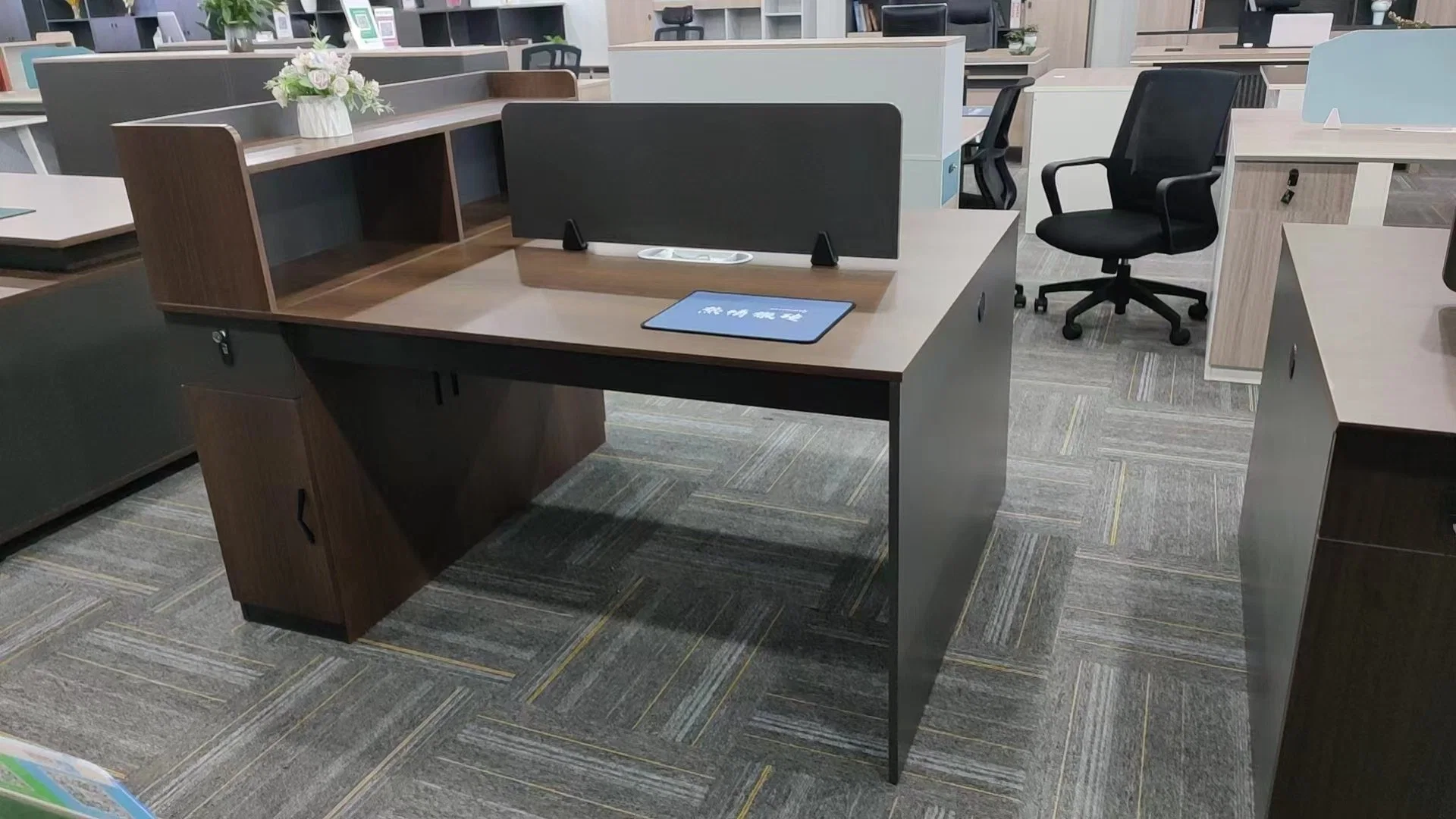 Simple 2 Person Office Tables Wooden 2 Seat Office Workstation Computer Desks