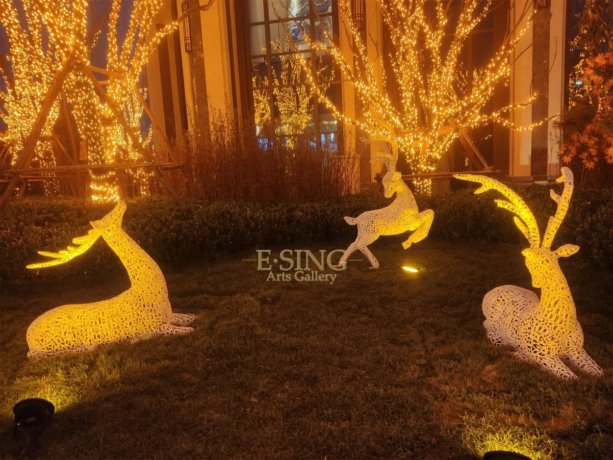 Hot Sale Metal Garden Stainless Steel Deer Statues Sculpture for City