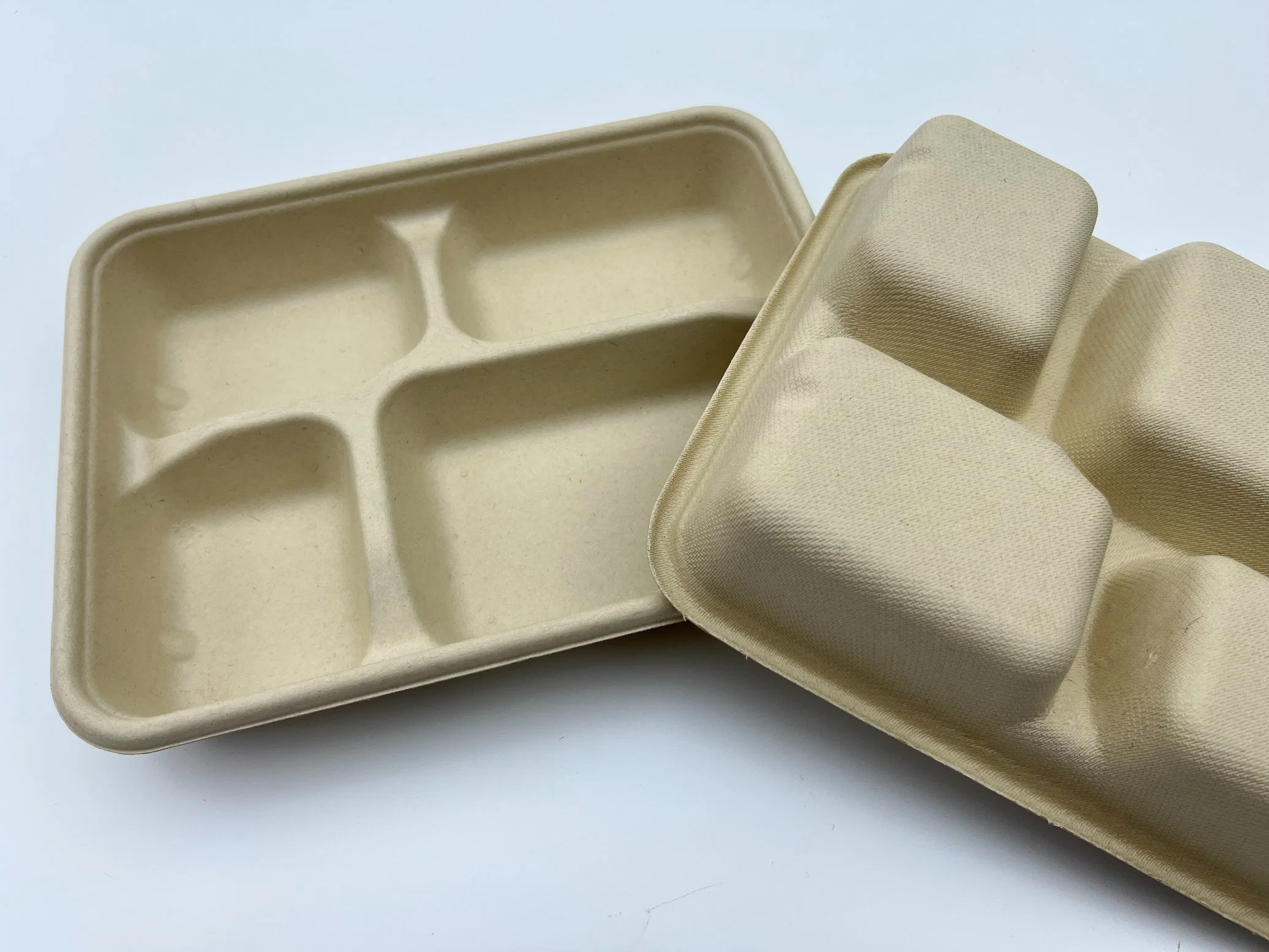 Two Component Bagasse Lunch Box Takeaway Degradable Lunch Box Biodegradable