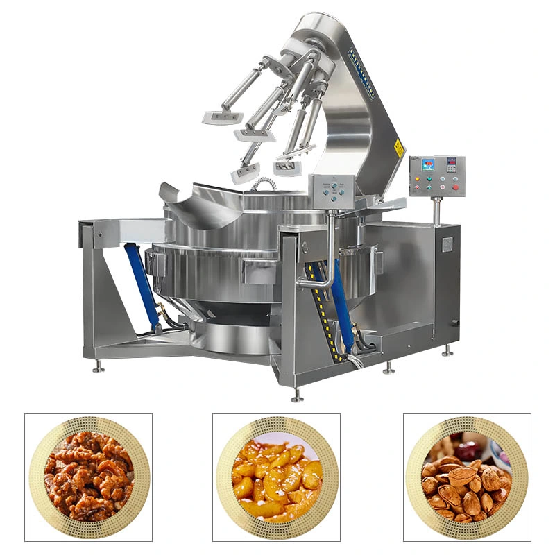 Comércio industrial caixa automática planetária Almond Walnut Cashew amendoim torrefacção Processamento de fritura avelã a preparar uma misturadora de Chaleira