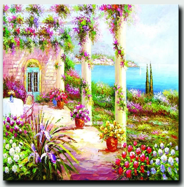Natural Scenery Wall Picture Home Decor Great Artwork Garden Scenery Oil Painting